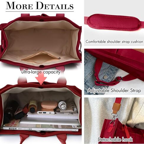 Canvas Tote Bag for Women,Large Totes Bags with Pockets,Womens Crossbody Purse Handbags for Travel Work Gift,2 Sizes in Saudi Arabia