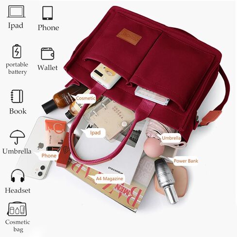 Canvas Tote Bag for Women,Large Totes Bags with Pockets,Womens Crossbody Purse Handbags for Travel Work Gift,2 Sizes in Saudi Arabia