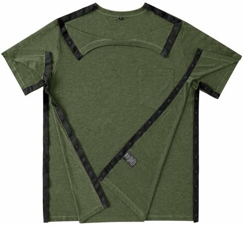 قمصان جراحة ما بعد الكتف للرجال الكامل المفتوح المفتوح بعيدًا عن الأكمام القصيرة T Shirt Chemo Port Port Access Tee Cuff Surgery in Saudi Arabia