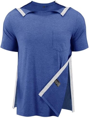 قمصان جراحة ما بعد الكتف للرجال الكامل المفتوح المفتوح بعيدًا عن الأكمام القصيرة T Shirt Chemo Port Port Access Tee Cuff Surgery in Kuwait
