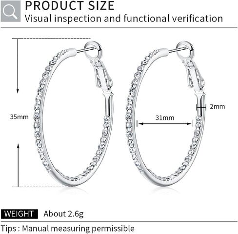 KOSE 14K Gold Hoop Earrings for Women Hypoallergenice, 35mm Rhinestone Hoop Earrings with 14K Gold Plated, Gift for Women and Friend in Saudi Arabia