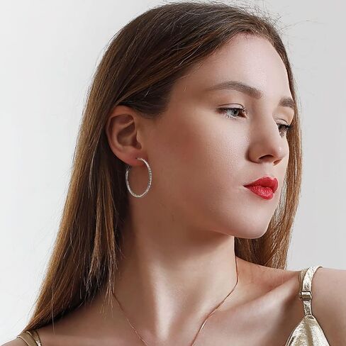 KOSE 14K Gold Hoop Earrings for Women Hypoallergenice, 35mm Rhinestone Hoop Earrings with 14K Gold Plated, Gift for Women and Friend in Saudi Arabia