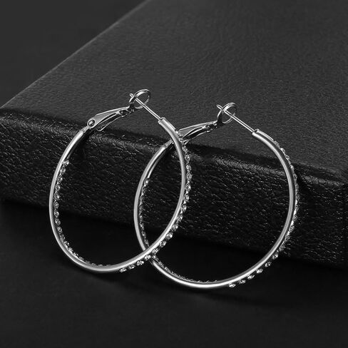 KOSE 14K Gold Hoop Earrings for Women Hypoallergenice, 35mm Rhinestone Hoop Earrings with 14K Gold Plated, Gift for Women and Friend in Saudi Arabia