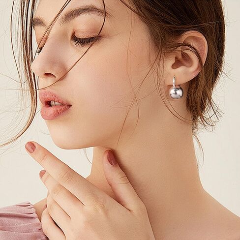Sterling Silver Drop Ball Earrings for Women Girls Leverback Dangle Drop Earrings Fashion Hypoallergenic Jewelry in Saudi Arabia