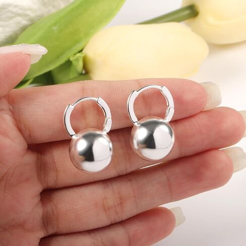 Sterling Silver Drop Ball Earrings for Women Girls Leverback Dangle Drop Earrings Fashion Hypoallergenic Jewelry in Saudi Arabia