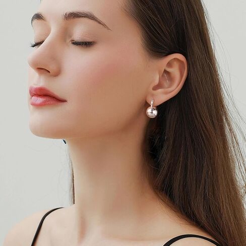 Sterling Silver Drop Ball Earrings for Women Girls Leverback Dangle Drop Earrings Fashion Hypoallergenic Jewelry in Saudi Arabia