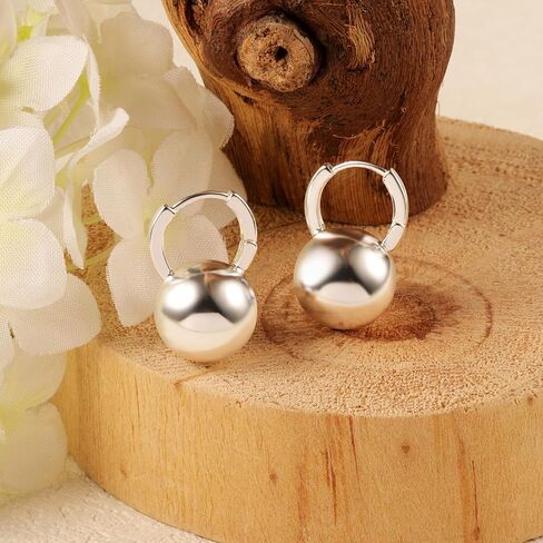 Sterling Silver Drop Ball Earrings for Women Girls Leverback Dangle Drop Earrings Fashion Hypoallergenic Jewelry in Saudi Arabia