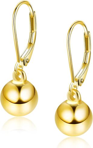Sterling Silver Drop Ball Earrings for Women Girls Leverback Dangle Drop Earrings Fashion Hypoallergenic Jewelry in Saudi Arabia