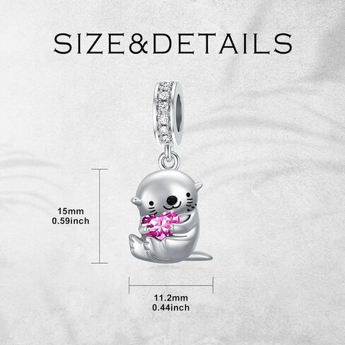 PROESS 925 Sterling Silver Otter Charm 12 شهرًا Birthstone Otter Bead لأساور Otter Jewerly صنع هدايا Otter لمحبي Otter in Kuwait