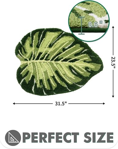 LUMI Cute Bathroom Rugs with Green Leaf Plant, Soft, Fluffy, Plush, Absorbent, Quick Dry, Non Slip, Machine Washable for Shower Floor, Bathroom, Bedroom,Kids Room, 23.5"x31.5", Monstera in Saudi Arabia