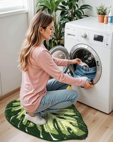 LUMI Cute Bathroom Rugs with Green Leaf Plant, Soft, Fluffy, Plush, Absorbent, Quick Dry, Non Slip, Machine Washable for Shower Floor, Bathroom, Bedroom,Kids Room, 23.5"x31.5", Monstera in Saudi Arabia