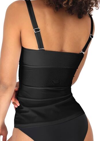 Womens Tankini Bathing Suits with Adjustable Straps Removable Cups and Heart Neckline for Tummy Control in Kuwait