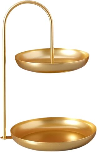 2 Tier Fruit Basket Stand, Tabletop Jewelry Organizers Tower Metal Tiered Key Tray Round Jewelry Tray Organizers for Birthday Party Wedding Home (Black) in Saudi Arabia