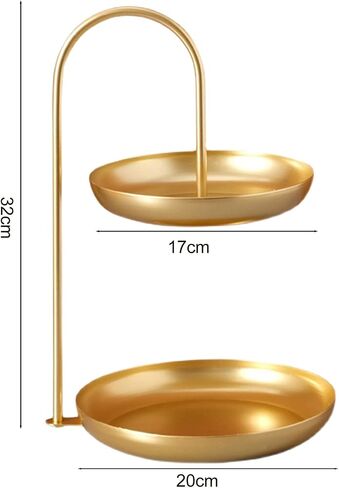 2 Tier Fruit Basket Stand, Tabletop Jewelry Organizers Tower Metal Tiered Key Tray Round Jewelry Tray Organizers for Birthday Party Wedding Home (Black) in Saudi Arabia