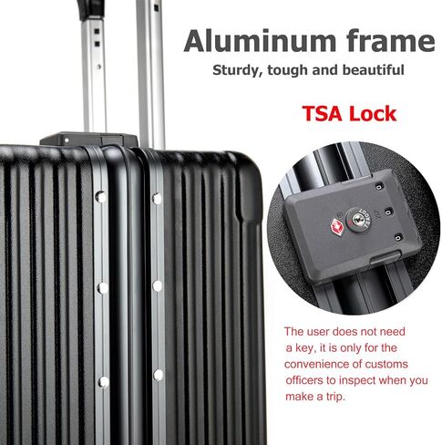 feilario 20in Aluminium Frame Hardside Expandable Spinner Wheel Luggage, Built-In TSA lock Carry on Suitcase, with Cup Holder & Phone Holder in Kuwait