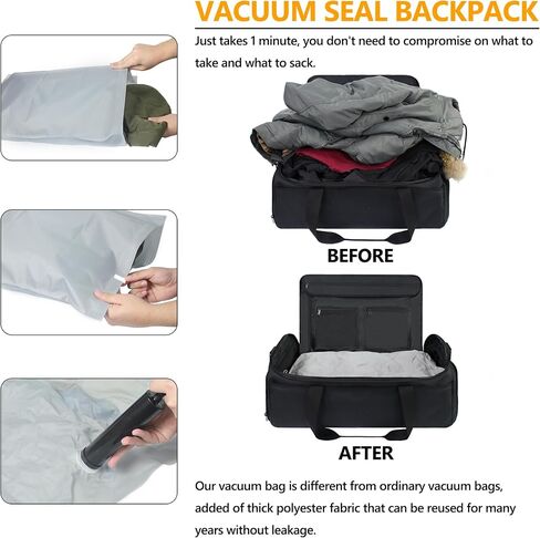 SUOCO Convertible Garment Duffle Bag for Travel, Suit Bags with Vacuum Compression Bag, 2 in 1 Hanging Duffel Dress Carry On Suitcase for Men Women, Black in Saudi Arabia