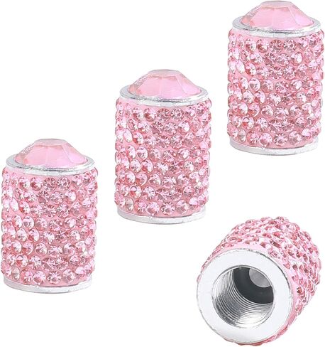 4PCS Tire Caps,Tire Valve Stem Caps,Car Accessories Handmade Crystal Rhinestone Bling Tire Valve Stem Caps Cover,Dustproof Stem Cap for Auto Wheel,Fit for Cars,Trucks,Motorcycles,SUV (Pink) in Saudi Arabia
