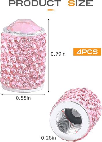 4PCS Tire Caps,Tire Valve Stem Caps,Car Accessories Handmade Crystal Rhinestone Bling Tire Valve Stem Caps Cover,Dustproof Stem Cap for Auto Wheel,Fit for Cars,Trucks,Motorcycles,SUV (Pink) in Saudi Arabia