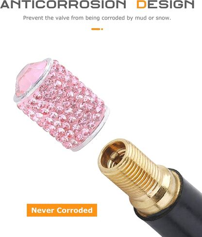 4PCS Tire Caps,Tire Valve Stem Caps,Car Accessories Handmade Crystal Rhinestone Bling Tire Valve Stem Caps Cover,Dustproof Stem Cap for Auto Wheel,Fit for Cars,Trucks,Motorcycles,SUV (Pink) in Saudi Arabia