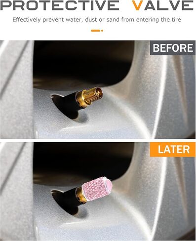 4PCS Tire Caps,Tire Valve Stem Caps,Car Accessories Handmade Crystal Rhinestone Bling Tire Valve Stem Caps Cover,Dustproof Stem Cap for Auto Wheel,Fit for Cars,Trucks,Motorcycles,SUV (Pink) in Saudi Arabia
