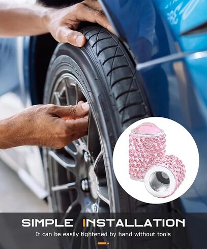 4PCS Tire Caps,Tire Valve Stem Caps,Car Accessories Handmade Crystal Rhinestone Bling Tire Valve Stem Caps Cover,Dustproof Stem Cap for Auto Wheel,Fit for Cars,Trucks,Motorcycles,SUV (Pink) in Saudi Arabia