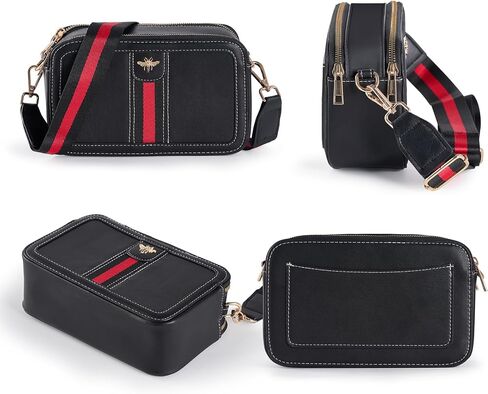 Fancy Forest Trendy Designer Bee Crossbody Bag for Women - PU Leather Camera Shoulder Handbag with Wide Strap in Saudi Arabia