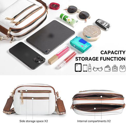 محفظة WJCD Women's Crossbody - حقيبة كتف خفيفة الوزن من الجلد مع حزام قابل للتعديل ، حقائب يد صغيرة أنيقة in Kuwait