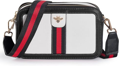 Fancy Forest Trendy Designer Bee Crossbody Bag for Women - PU Leather Camera Shoulder Handbag with Wide Strap in Saudi Arabia
