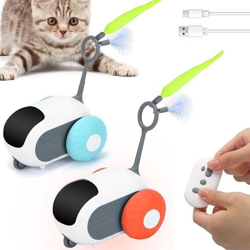 Turbo Tail 3.0 Cat Toy, Remote Control Cat Toy with 2-Speed Adjustment, Interactive Cat Toys for Indoor Cats, Automatic Cat Toys, Moving Smart Cat Toy with USB Rechargeable for Bored Cats, Kittens in Saudi Arabia