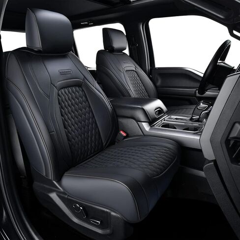 Coverado Full Set F150 Seat Covers, Waterproof Faux Leather Full Coverage Protector for 2015-2025 Ford F150 & 2017-2025 F250 F350 F450 Crew Cab, Black Truck Interior Car Seat Cushion Covers in Saudi Arabia