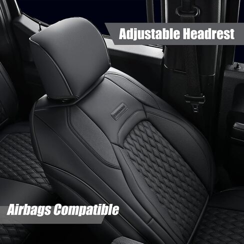 Coverado Full Set F150 Seat Covers, Waterproof Faux Leather Full Coverage Protector for 2015-2025 Ford F150 & 2017-2025 F250 F350 F450 Crew Cab, Black Truck Interior Car Seat Cushion Covers in Saudi Arabia