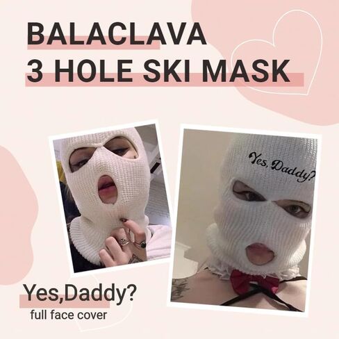 2 Pack 3 Hole Ski Masks, Yse Daddy Knitted Full Face Cover for Women, Balaclava for Winter Outdoor Sports in Saudi Arabia