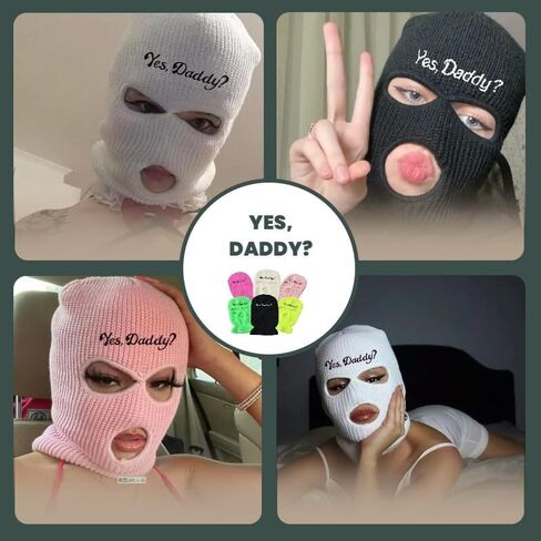 2 Pack 3 Hole Ski Masks, Yse Daddy Knitted Full Face Cover for Women, Balaclava for Winter Outdoor Sports in Saudi Arabia