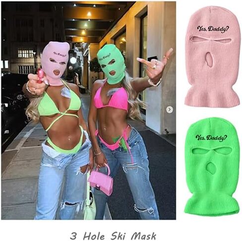 2 Pack 3 Hole Ski Masks, Yse Daddy Knitted Full Face Cover for Women, Balaclava for Winter Outdoor Sports in Saudi Arabia