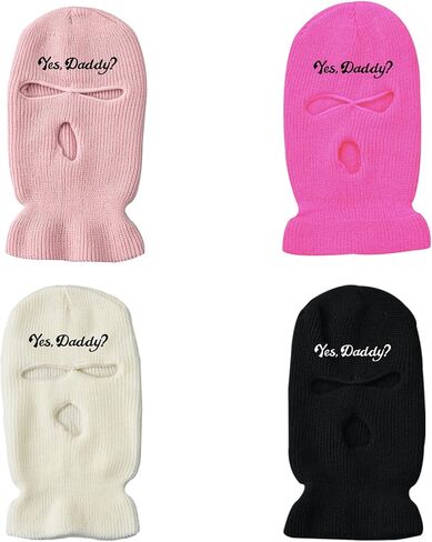2 Pack 3 Hole Ski Masks, Yse Daddy Knitted Full Face Cover for Women, Balaclava for Winter Outdoor Sports in Saudi Arabia