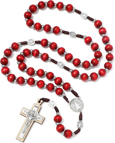 KOMI Handmade Wooden Rosary with One Decade Rosary Set - Red Rosary Beads Catholic for Men - Rosarios Catolicos Para Hombre Christian Gift in Saudi Arabia