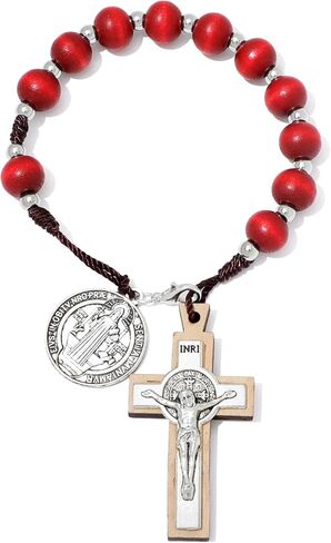 KOMI Handmade Wooden Rosary with One Decade Rosary Set - Red Rosary Beads Catholic for Men - Rosarios Catolicos Para Hombre Christian Gift in Saudi Arabia