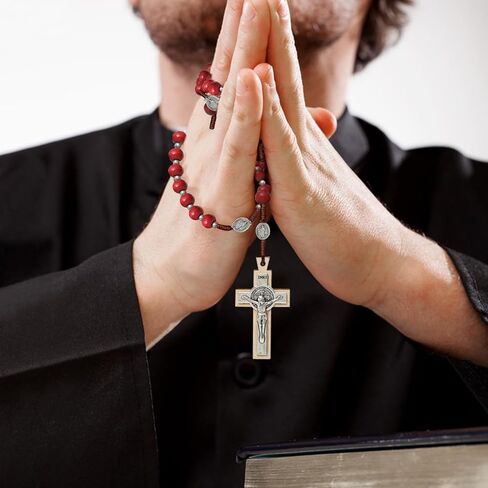 KOMI Handmade Wooden Rosary with One Decade Rosary Set - Red Rosary Beads Catholic for Men - Rosarios Catolicos Para Hombre Christian Gift in Saudi Arabia