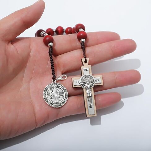KOMI Handmade Wooden Rosary with One Decade Rosary Set - Red Rosary Beads Catholic for Men - Rosarios Catolicos Para Hombre Christian Gift in Saudi Arabia