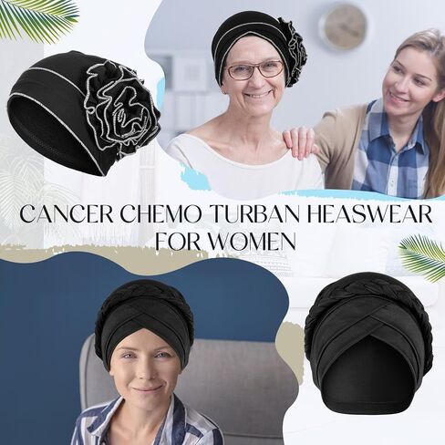 4 Pieces Stretch Turban Hats for Women Cancer Chemo Head African Knot Headwraps Pre-Tied Twisted in Saudi Arabia