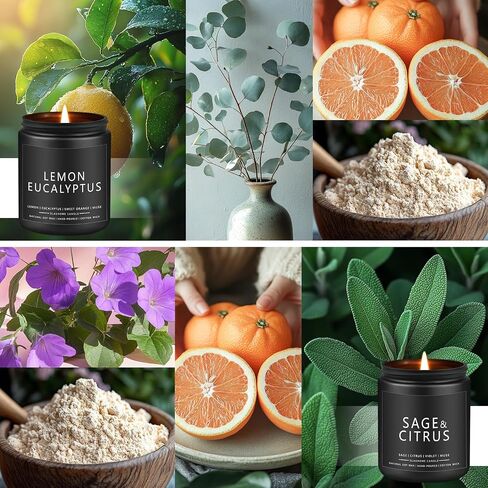 Outdoor Candles Set, Scented Candles for Summer, Soy Jar Candle for Outdoor Patio Indoor Home Scented - Citronella/Lemon Eucalyptus/Lemongrass/Sage & Citrus, Gifts for Father Dad & Men (7oz - 4 Pack) in Saudi Arabia