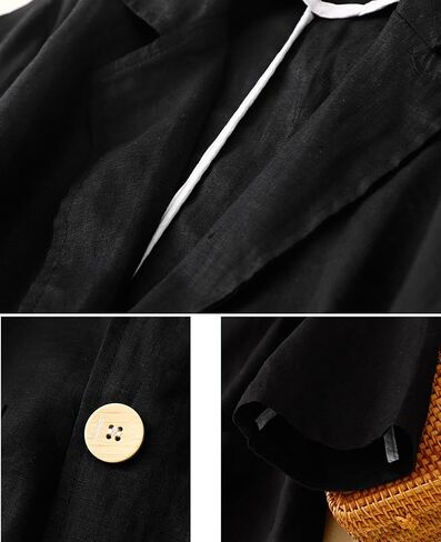 Mintlimit Womens Linen Blazer Summer 3/4 Sleeve Notch Label Work Office Suit Suit Disual Button Blazers مع جيوب in Kuwait