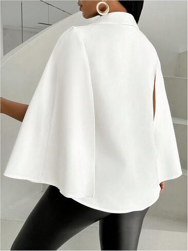 Oyoangle Women Women's Cape Long Sleeve سترة السترة المقطوعة in Saudi Arabia