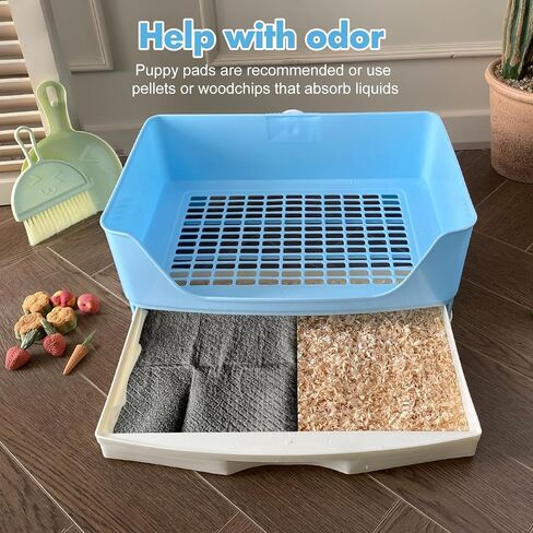 Large Rabbit Litter Box Bunny Potty Training Corner Litter Pan with Drawer Comes with Liners Rabbit Pee Pads, Small Animal Bedding Toilet for Adult Guinea Pig, Ferret, Hamster, Bunnies in Saudi Arabia