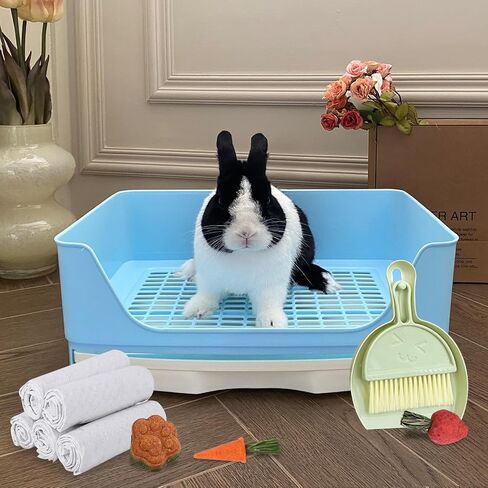 Large Rabbit Litter Box Bunny Potty Training Corner Litter Pan with Drawer Comes with Liners Rabbit Pee Pads, Small Animal Bedding Toilet for Adult Guinea Pig, Ferret, Hamster, Bunnies in Saudi Arabia