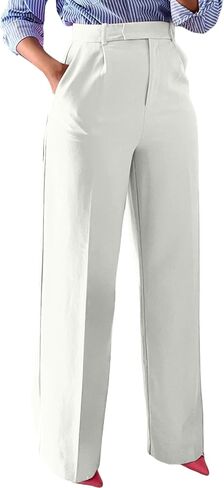LAJIOJIO High Waist Dress Pants Women Casual,Wide Leg Business Pant Long Trousers with Pockets in Saudi Arabia