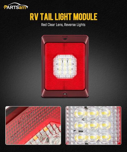 Partsam RV Tail Light Module Reverse Backup Lights Clear Lens 12V IP67 Waterproof Sealed Surface Mount Replacement for RV/Camper/Trailer Double/Triple LED Tail Lights in Saudi Arabia