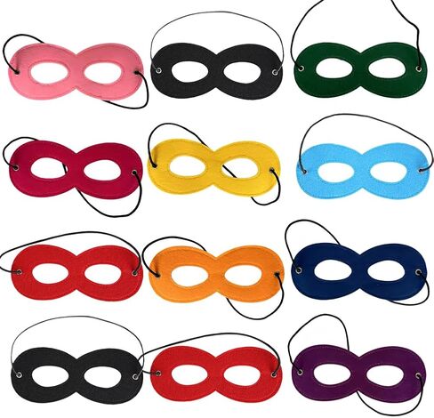 12 Pcs Felt Eye Masks Superhero Masks Masquerade Half Masks Halloween Costume Masks Hero Cosplay Masks Adjustable Dress up Masks Multicolor in Saudi Arabia