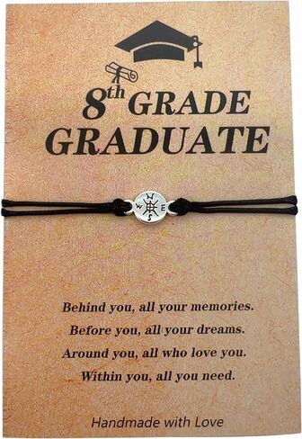 Graduation Bracelet Jewelry for Her/Him Adjustable Compass Bracelets Cards for Classmates,Memorial Graduation Bracelets with Inspirational Cards for School Grad,Adjustable Size Fit Most Wrists in Saudi Arabia