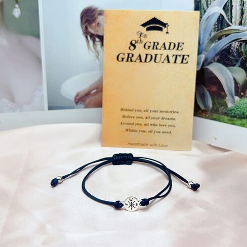 Graduation Bracelet Jewelry for Her/Him Adjustable Compass Bracelets Cards for Classmates,Memorial Graduation Bracelets with Inspirational Cards for School Grad,Adjustable Size Fit Most Wrists in Saudi Arabia